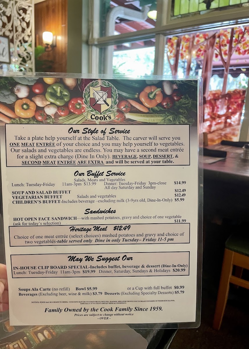 Menu Cook's Buffet Cafe Bakery-1