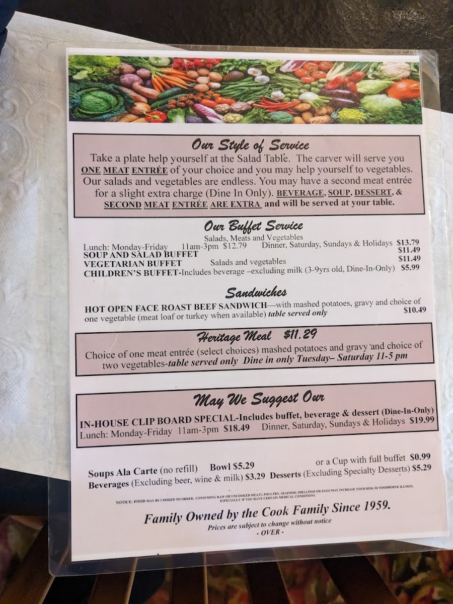 Menu Cook's Buffet Cafe Bakery-2